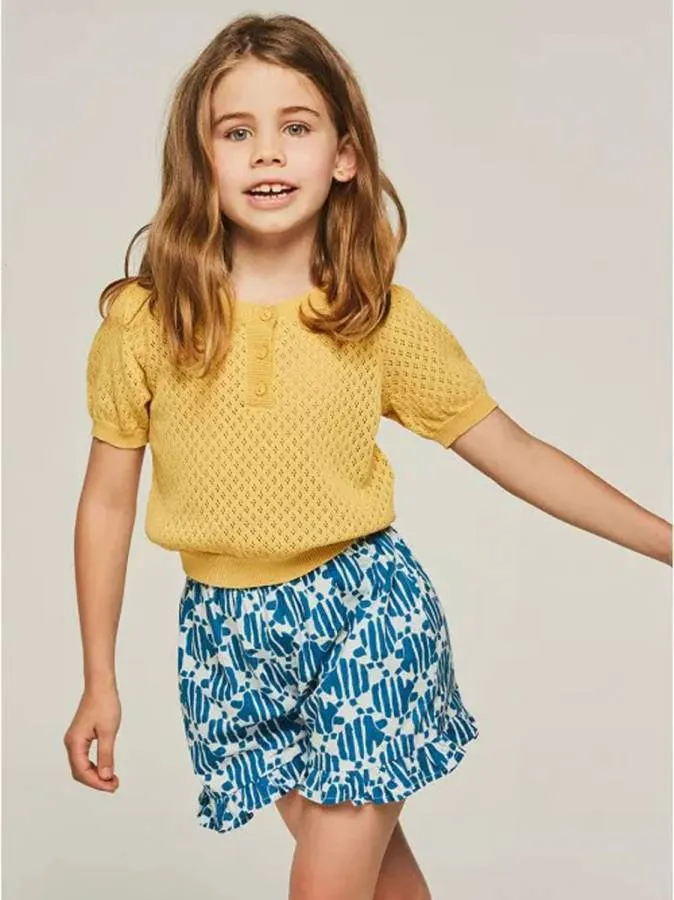 COMPANIA FANTASTICA - Girl's shorts with ruffles 22M/40025/004 Blue