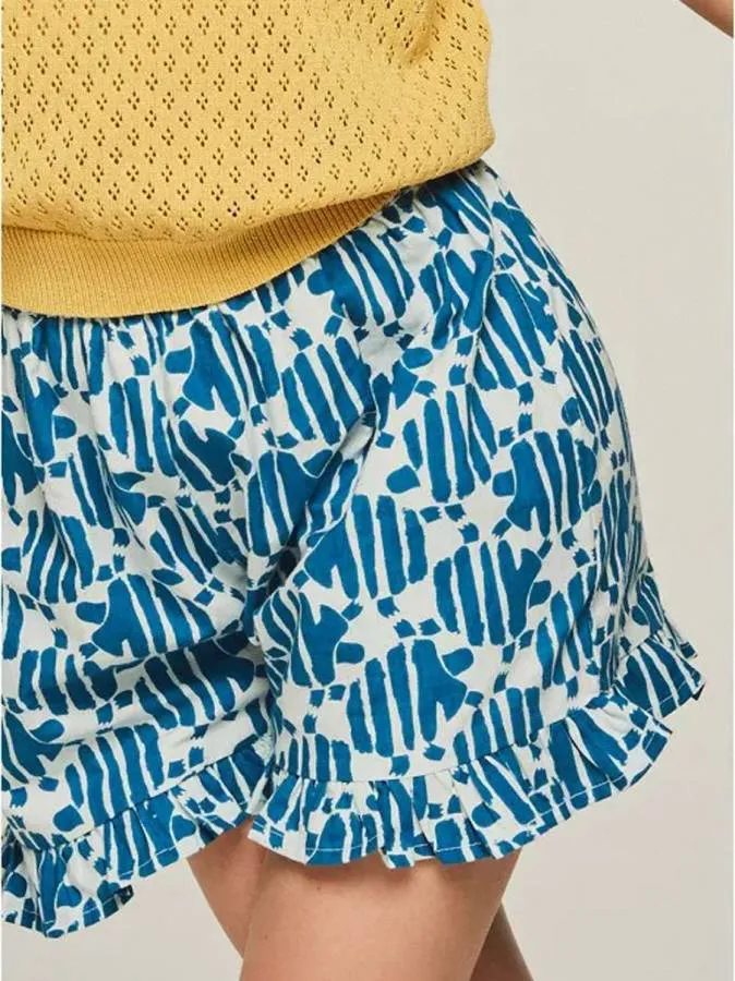 COMPANIA FANTASTICA - Girl's shorts with ruffles 22M/40025/004 Blue