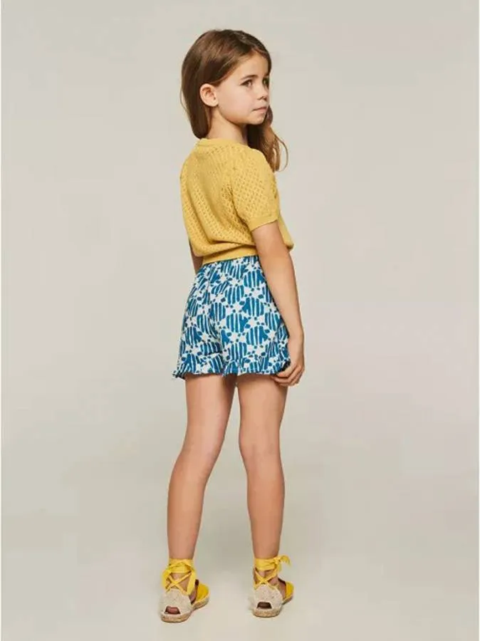 COMPANIA FANTASTICA - Girl's shorts with ruffles 22M/40025/004 Blue