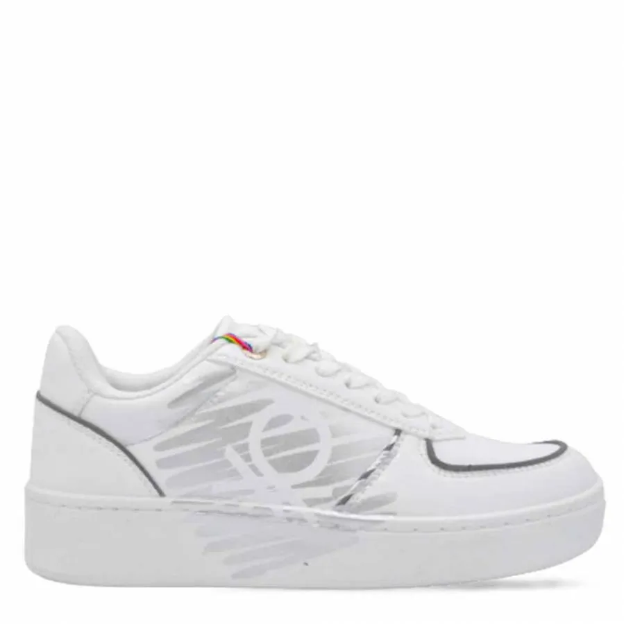 BENETTON - Γυναικείο sneaker BTW214221 White/Silver 1040