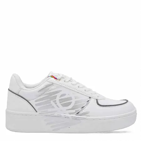 BENETTON - Γυναικείο sneaker BTW214221 White/Silver  1040