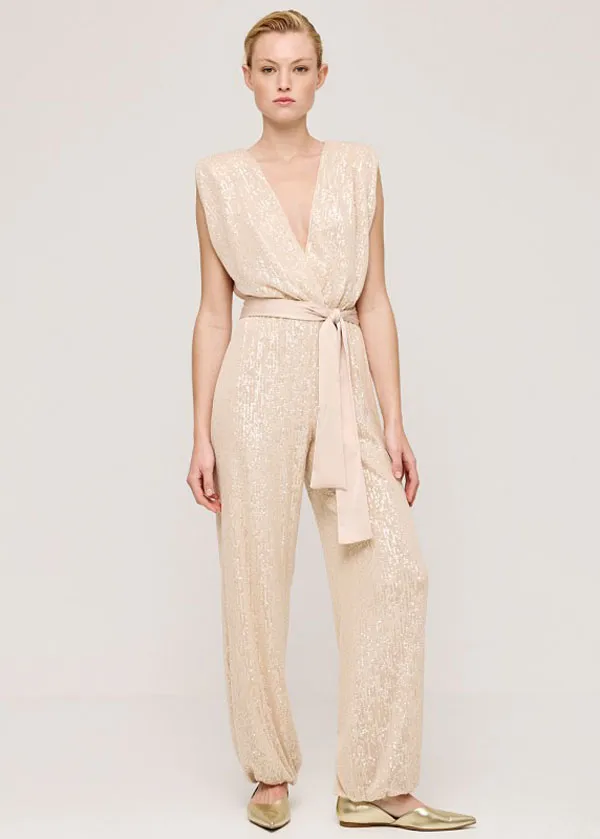 ACCESS - Ολόσωμη φόρμα κρουαζέ παγιέτα 43-5519 SAND