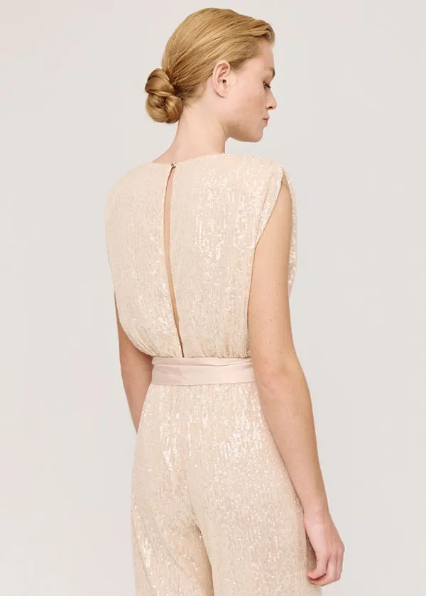 ACCESS - Ολόσωμη φόρμα κρουαζέ παγιέτα 43-5519 SAND