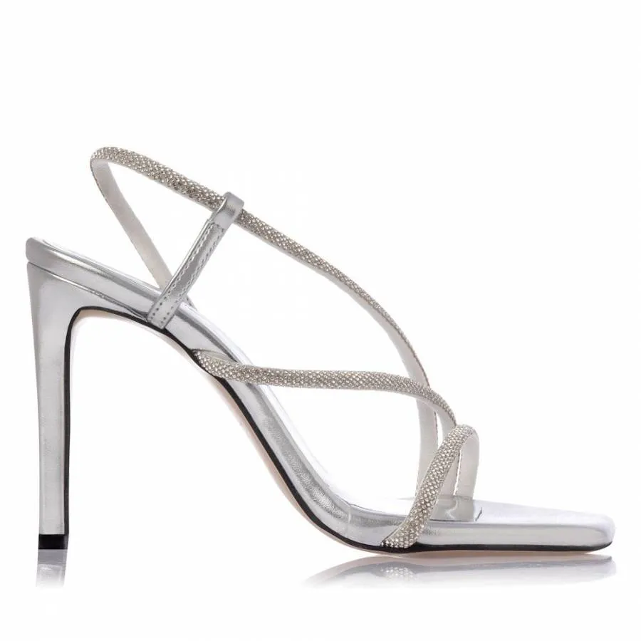 SANTE - Πέδιλο με στρας λουριά 10 εκ SKU-24-262-10 ασημί