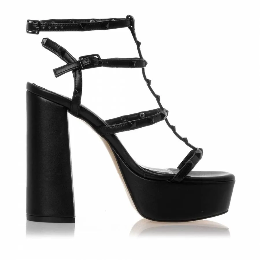 SANTE - Γυναικείο πέδιλο με διακοσμητικές πυραμίδες SKU-24-275-01 μαύρο