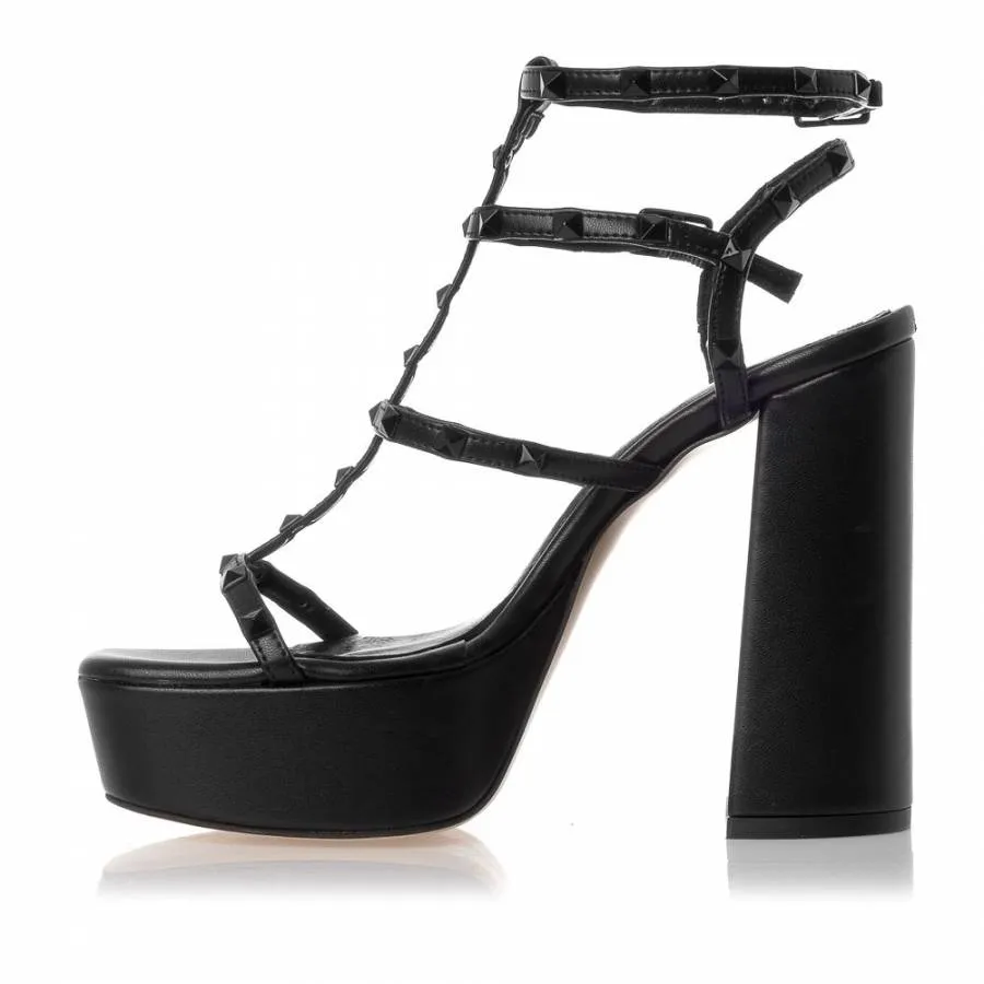 SANTE - Γυναικείο πέδιλο με διακοσμητικές πυραμίδες SKU-24-275-01 μαύρο