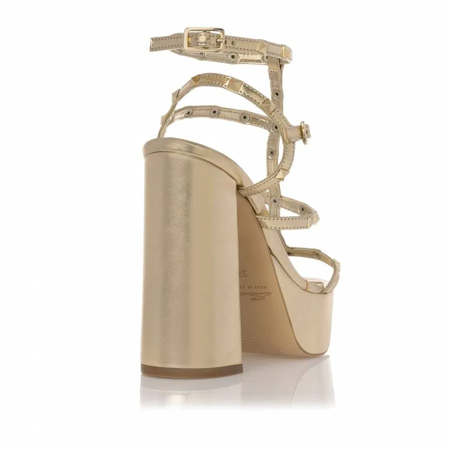 SANTE - Γυναικείο πέδιλο με διακοσμητικές πυραμίδες SKU-24-275-20 χρυσό