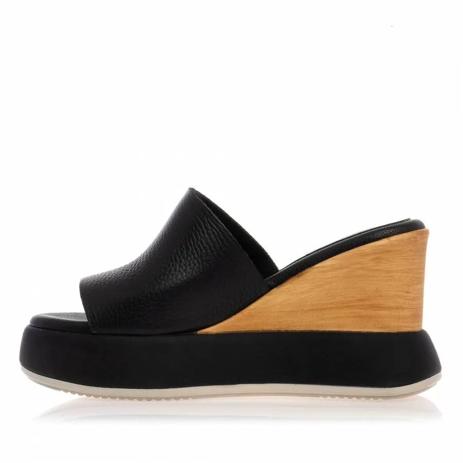 SANTE - Γυναικείο σαμπό πλατφόρμες με άνετη φόρμα 24-153-01 μαύρο