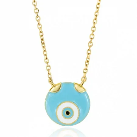 GREGIO - Κολιέ WISH LUCK / LUCKY DAY ασήμι 925 επιχρύσωμενο με μάτι από σμάλτο GNS65032