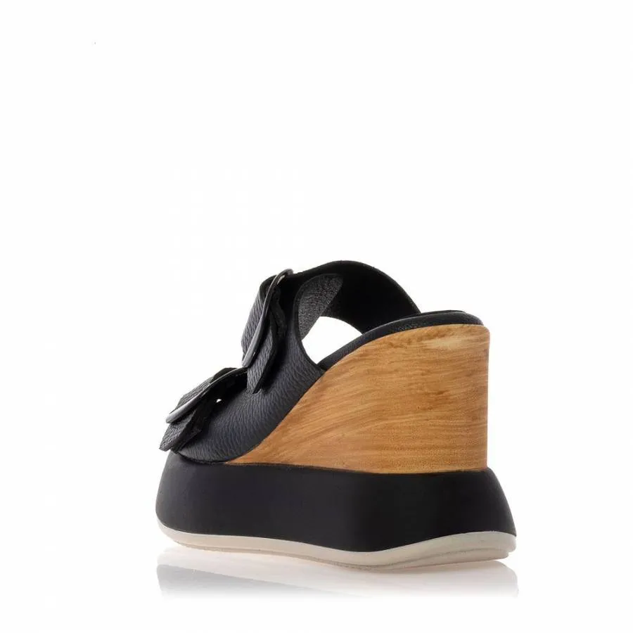SANTE - Γυναικεία πλατφόρμα D2D Leather Collection Black 24-154-01