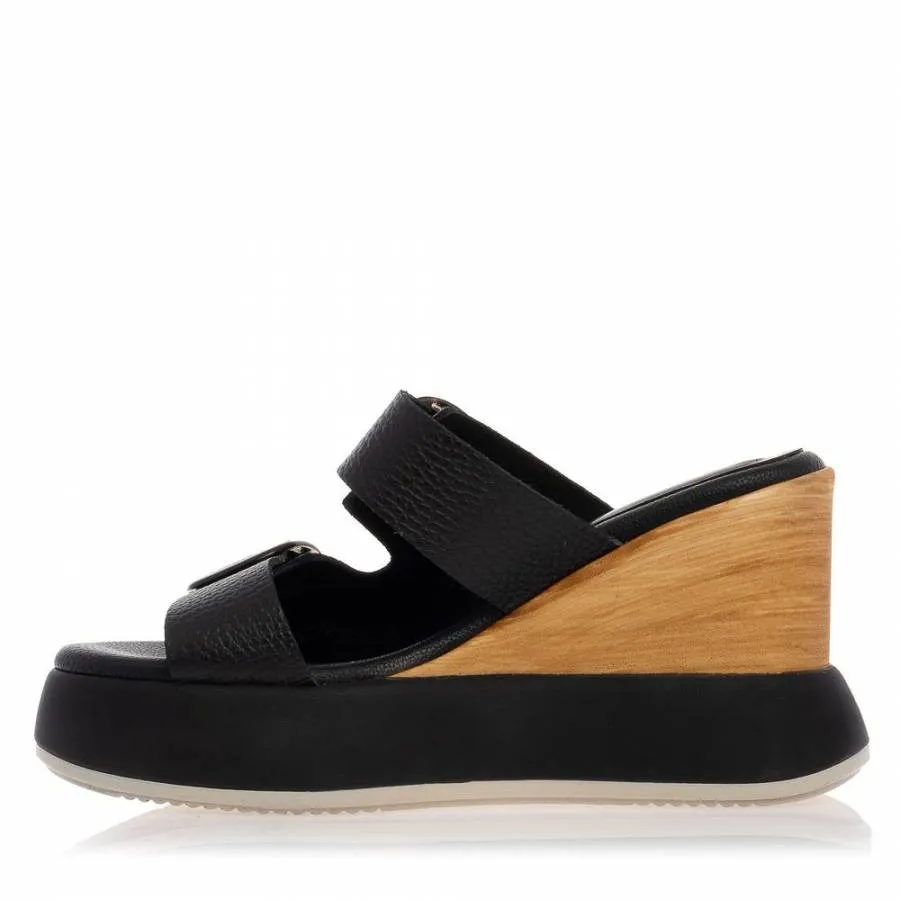 SANTE - Γυναικεία πλατφόρμα D2D Leather Collection Black 24-154-01