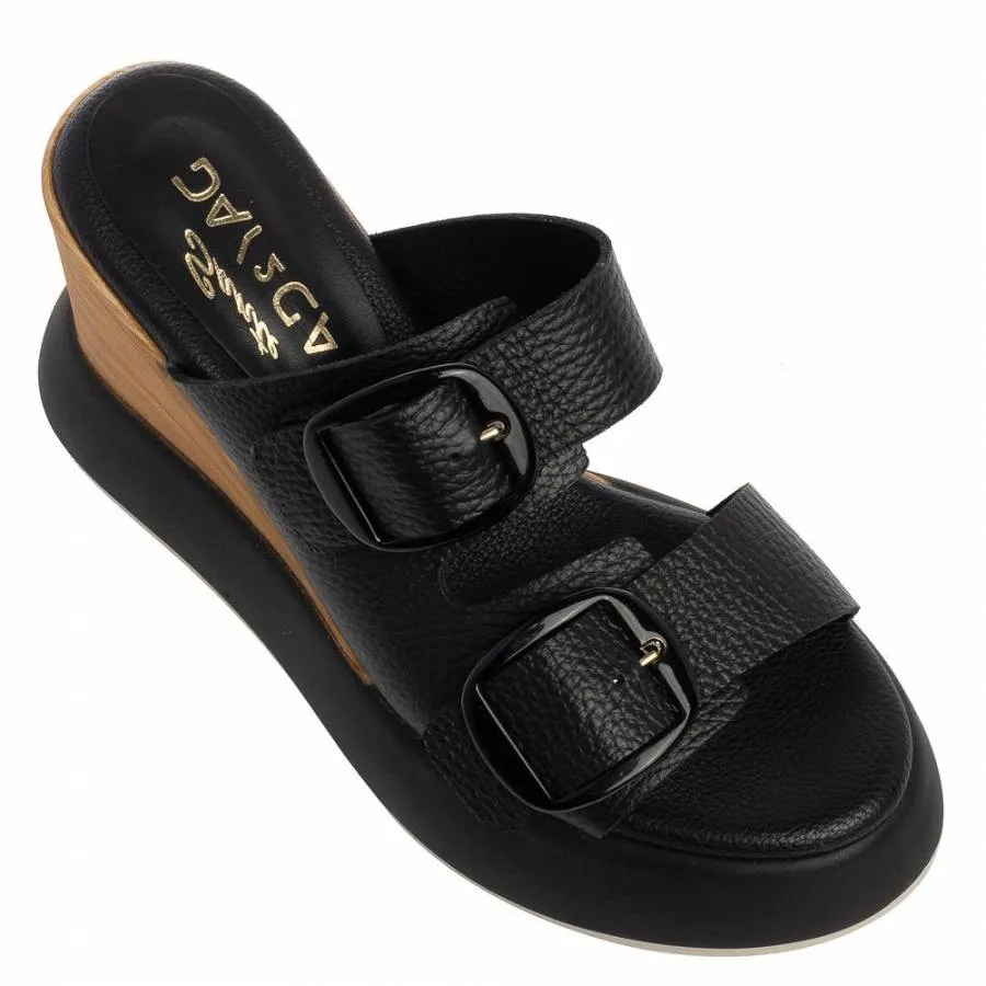 SANTE - Γυναικεία πλατφόρμα D2D Leather Collection Black 24-154-01