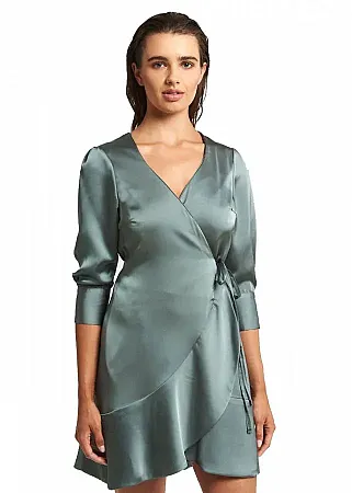 MIND MATTER - Γυναικείο σατέν φόρεμα MML24-01-07-041_CHAKI