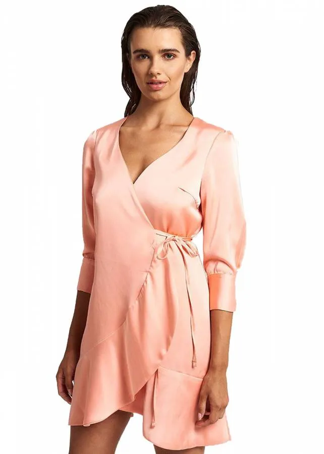 MIND MATTER - Γυναικείο σατέν φόρεμα MML24-01-07-041_PEACH