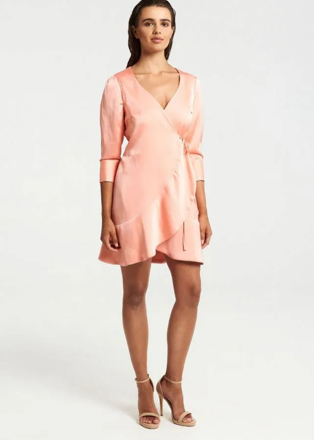 MIND MATTER - Γυναικείο σατέν φόρεμα MML24-01-07-041_PEACH