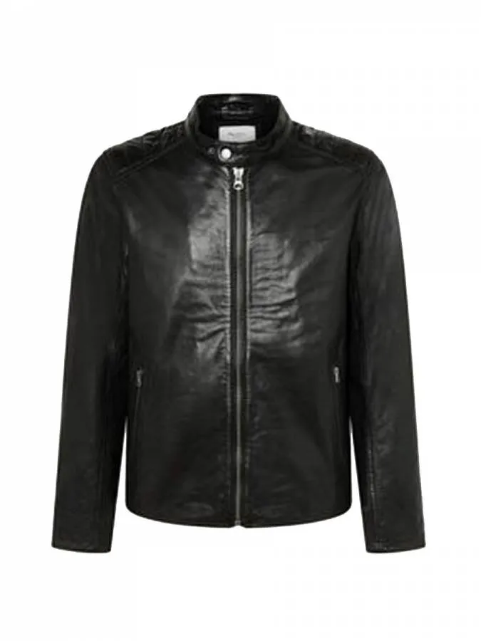 PEPE JEANS - Ανδρικό δερμάτινο μπουφάν TRISTAN PM402991 (999) Black