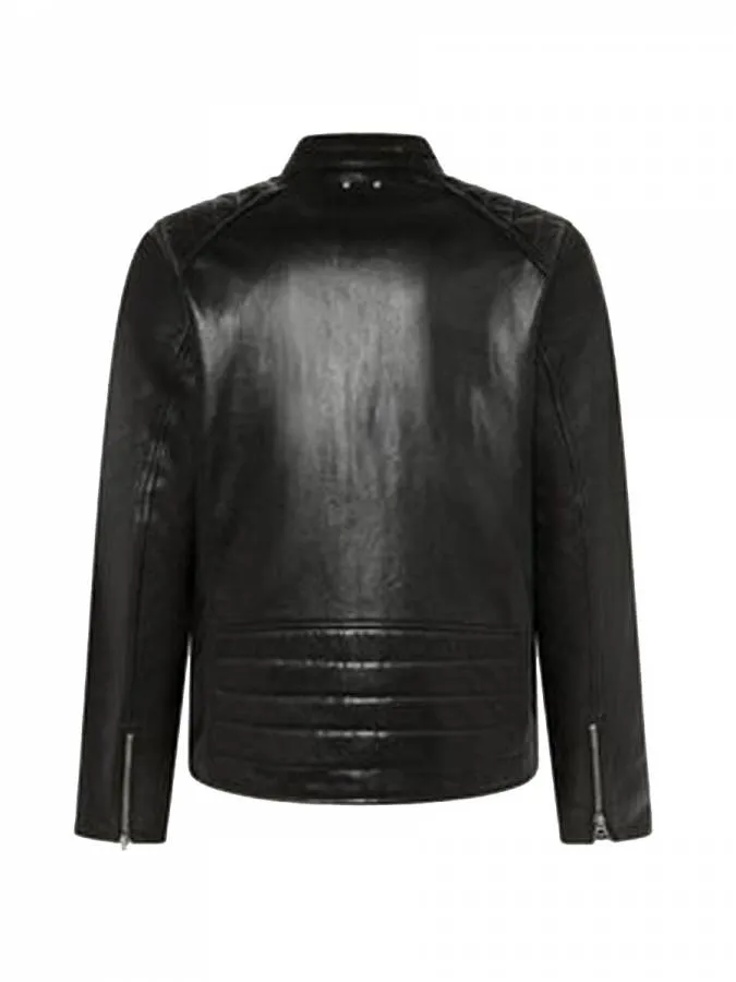 PEPE JEANS - Ανδρικό δερμάτινο μπουφάν TRISTAN PM402991 (999) Black