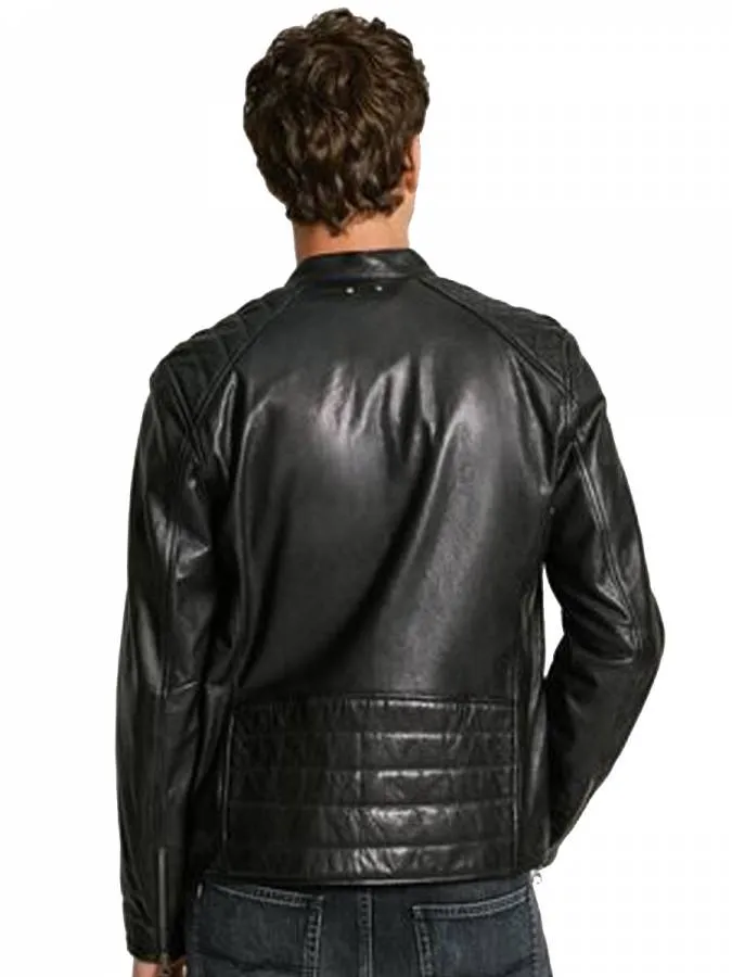 PEPE JEANS - Ανδρικό δερμάτινο μπουφάν TRISTAN PM402991 (999) Black