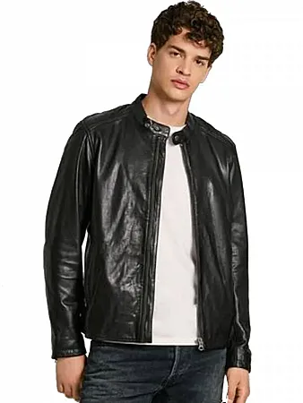 PEPE JEANS - Ανδρικό δερμάτινο μπουφάν TRISTAN PM402991 (999) Black