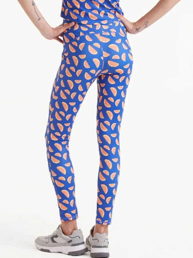 COMPANIA FANTASTICA - Γυναικείο κολάν Grapefruit print sports leggings 51C/12216/2S0 Blue