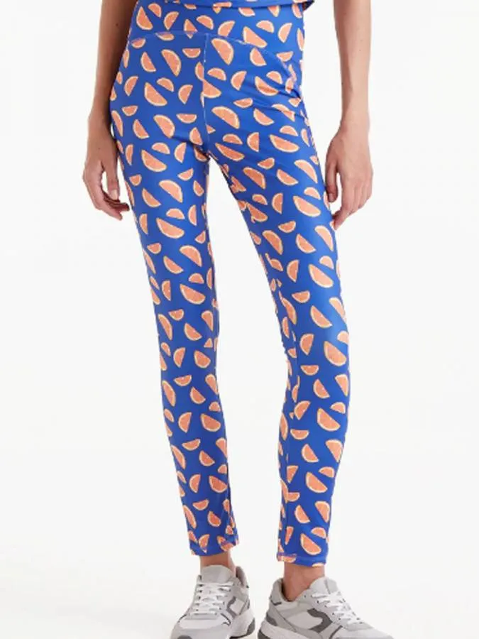 COMPANIA FANTASTICA - Γυναικείο κολάν Grapefruit print sports leggings 51C/12216/2S0 Blue