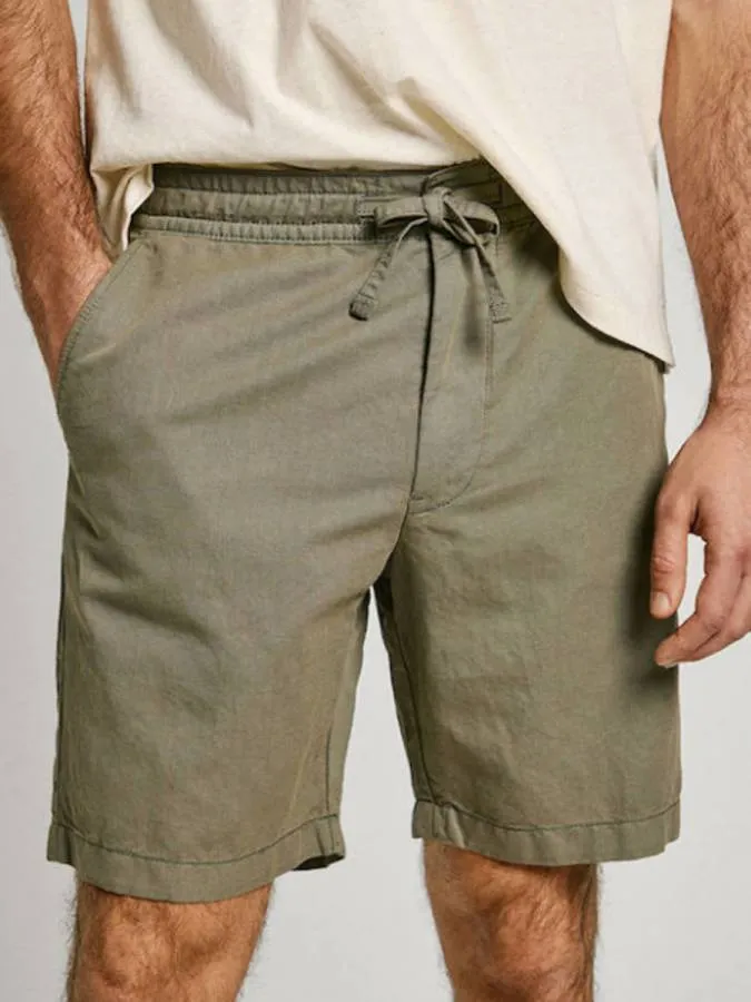 PEPE JEANS - Ανδρική βερμούδα RELAXED LINEN SMART SHORTS PM801093 (726) Stone Green