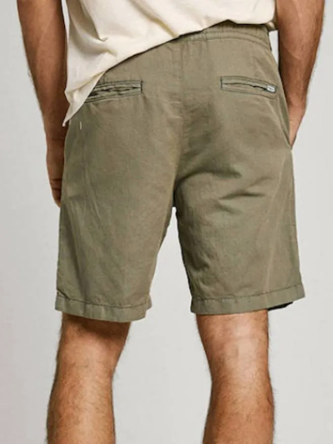 PEPE JEANS - Ανδρική βερμούδα RELAXED LINEN SMART SHORTS PM801093 (726) Stone Green