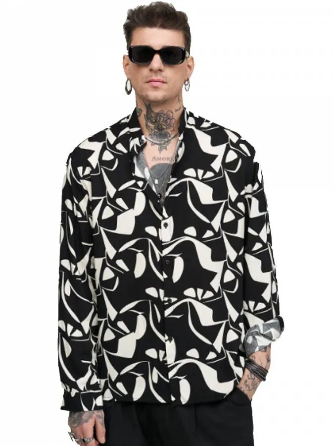 STEFAN - Ανδρικό πουκάμισο RAYON 9027 Black