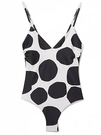 COMPANIA FANTASTICA - Γυναικείο μαγιό Terrazzo print V-neck swimsuit 52C/13902/2S0 Black/White