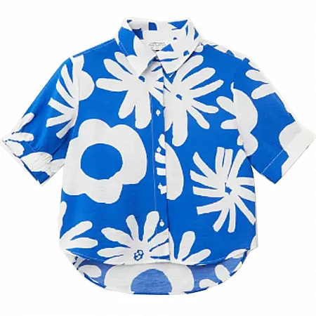 COMPANIA FANTASTICA - Γυναικείο πουκάμισο Camisa estampado floral Bluet Blue 52C/12105/1XS Blue/White