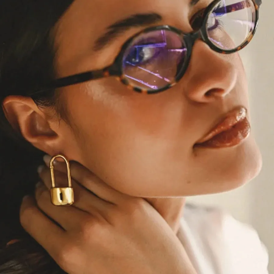 ALMYNOMA - Γυναικεία σκουλαρίκια LOCKET Gold