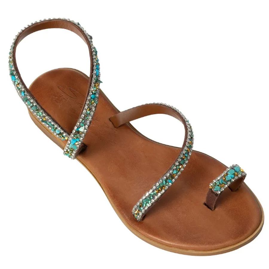 SANTE - Γυναικεία πέδιλα με ιδιαίτερα άνετη φόρμα 25-405-04 Τιρκουάζ