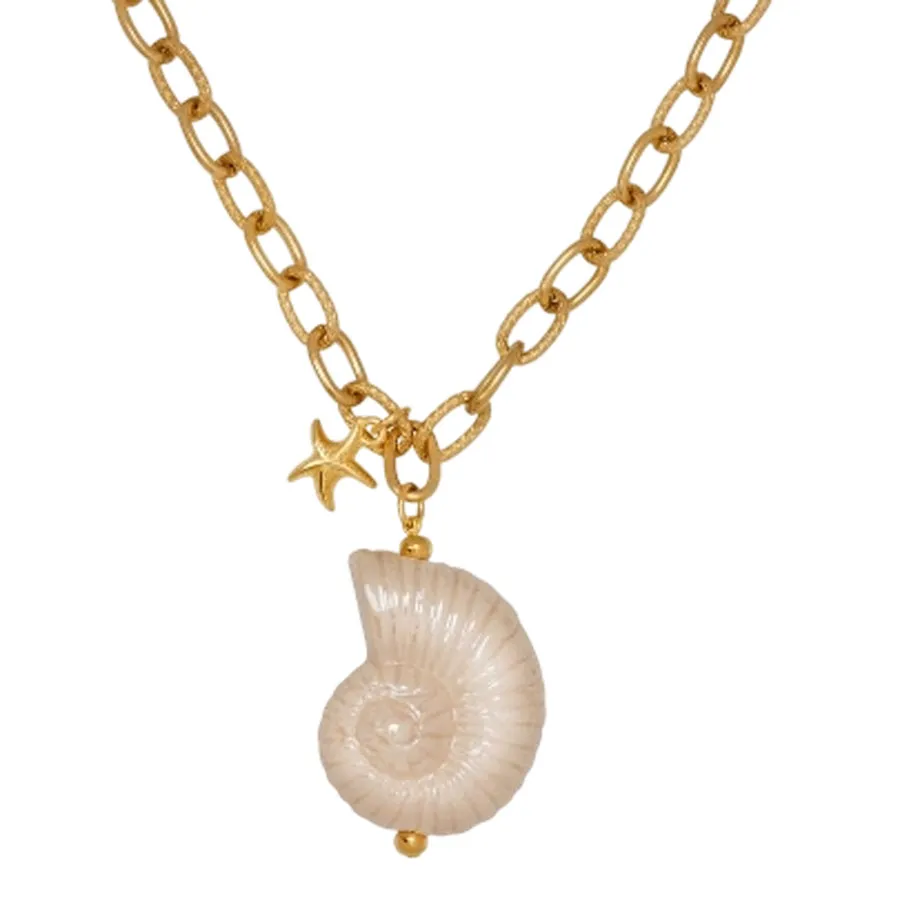 ALMYNOMA - Γυναικείο κολιέ MYKONOS SHELL Εκρού