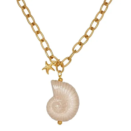 ALMYNOMA - Γυναικείο κολιέ MYKONOS SHELL Εκρού
