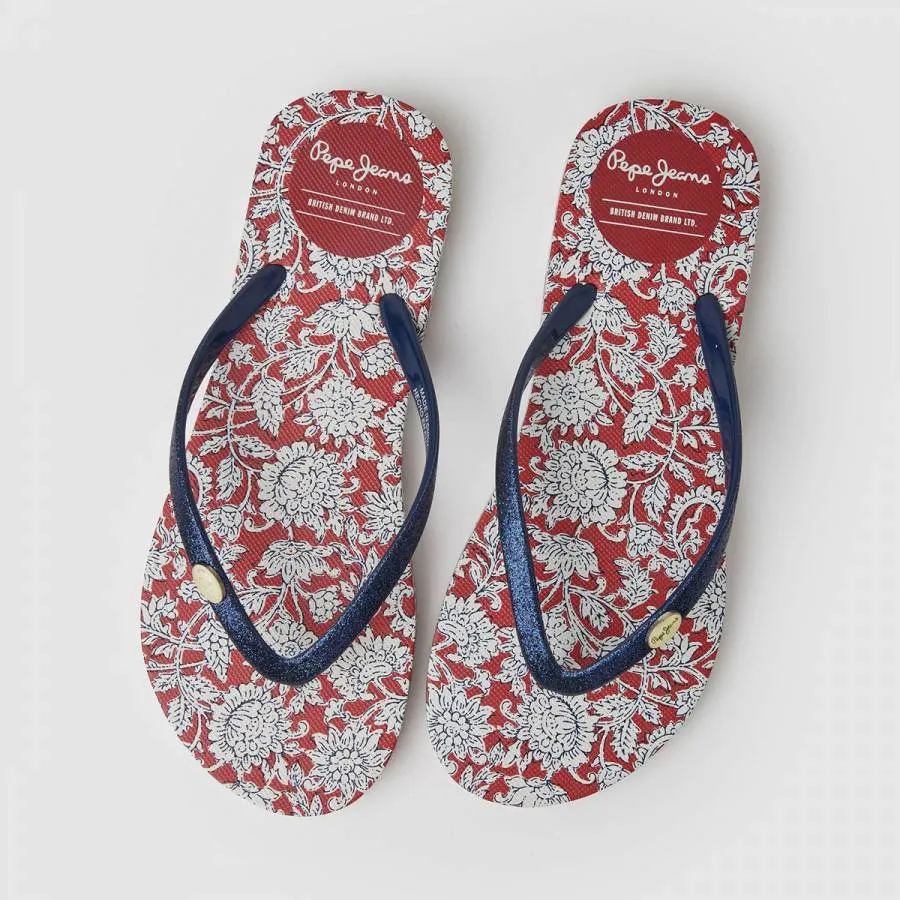 PEPE JEANS - Γυναικεία Σαγιονάρα Flip Flop Rake Floral PLS70138 (255) Red Κόκκινο