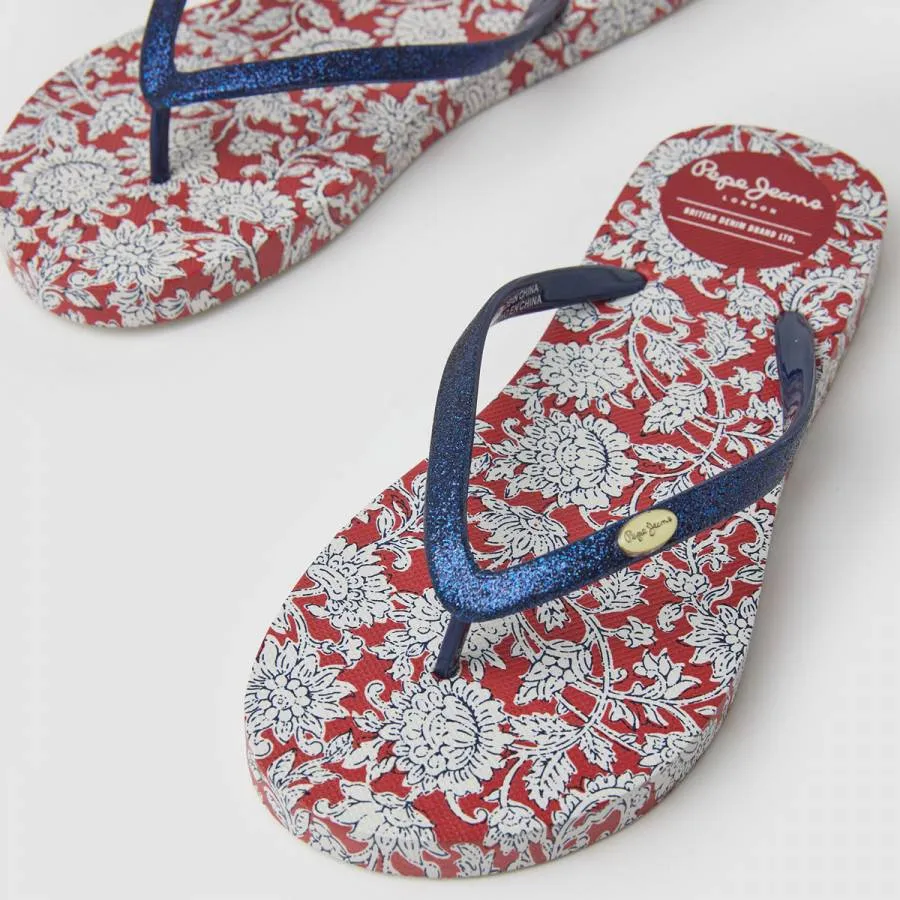 PEPE JEANS - Γυναικεία Σαγιονάρα Flip Flop Rake Floral PLS70138 (255) Red Κόκκινο