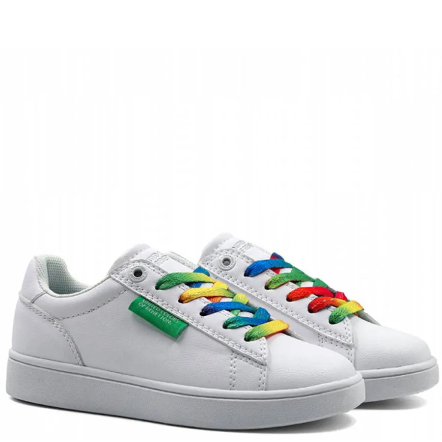 BENETTON - Παιδικά sneakers LABEL MULTICOLOR LACES BTK114014 White 1010