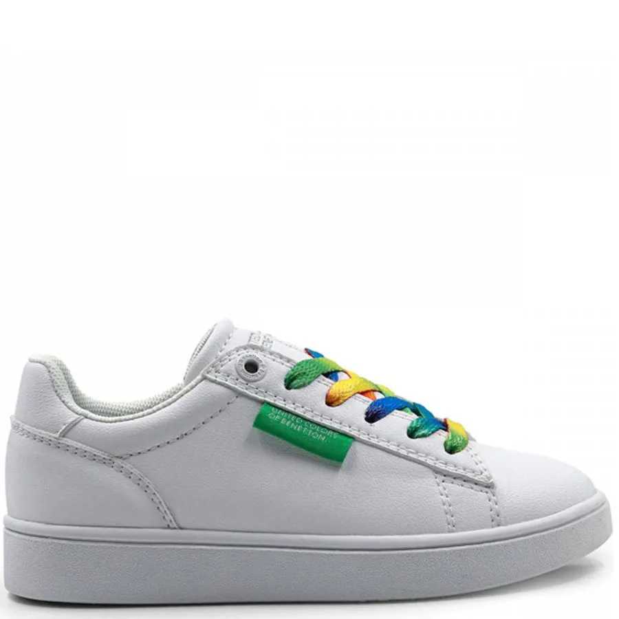 BENETTON - Παιδικά sneakers LABEL MULTICOLOR LACES BTK114014 White 1010
