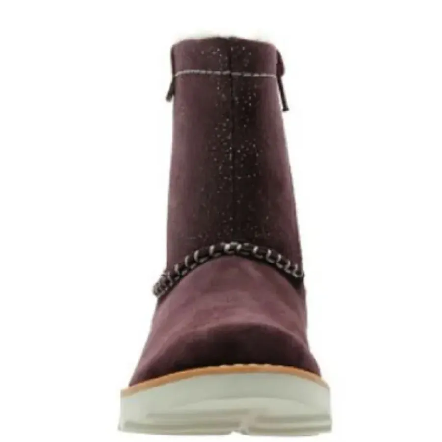 CLARKS - Παιδικά μποτάκια Crown Piper Burgundy Suede