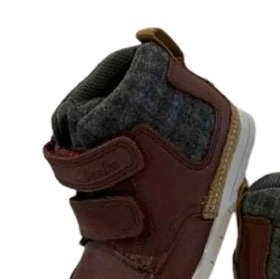 CLARKS - Παιδικά μποτάκια Crazy Ben Fst Brown Leather