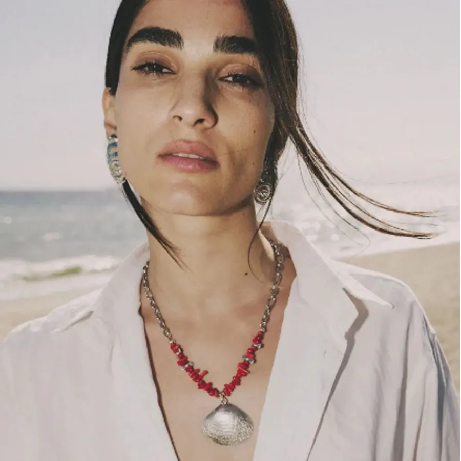 ALMYNOMA - Γυναικείο κολιέ Silver Flame Multi