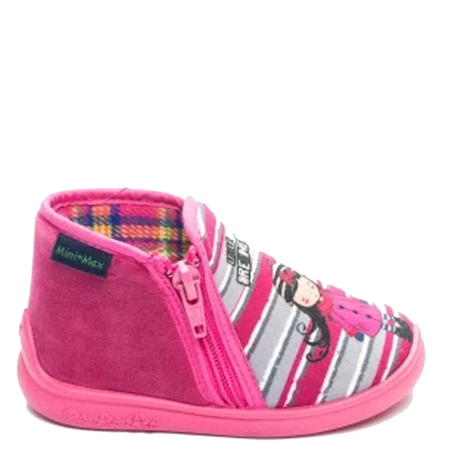 Mini Max - Παιδικές παντόφλες DREAMER-R 6914147018181254 Φούξια Ριγέ