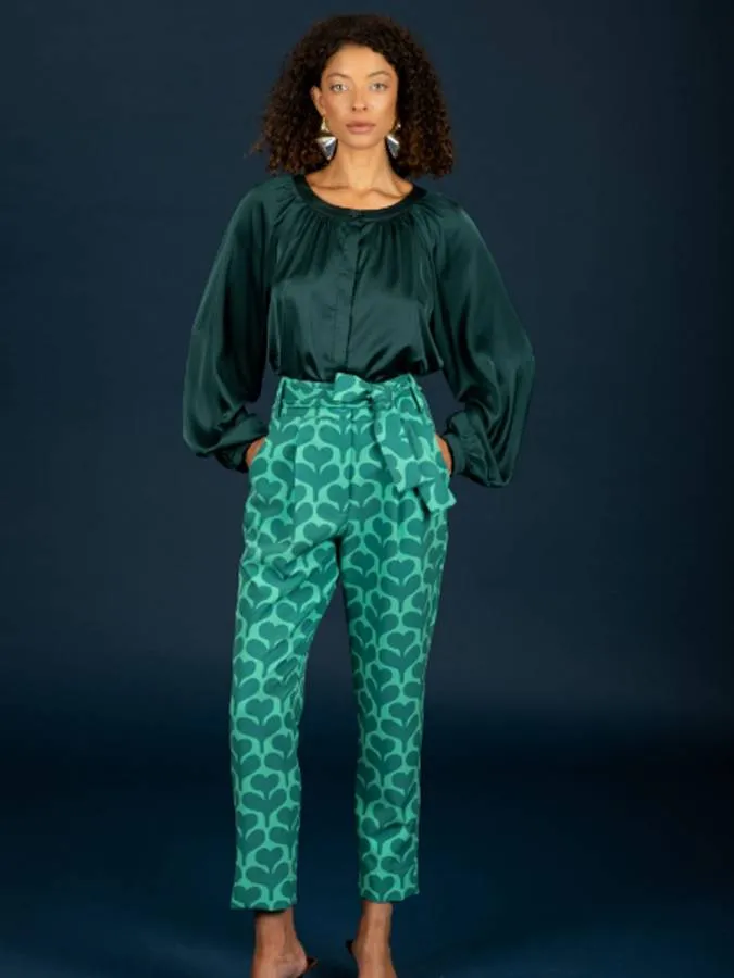 CHATON - Γυναικείο παντελόνι Agatha 130-21482-Green (003)