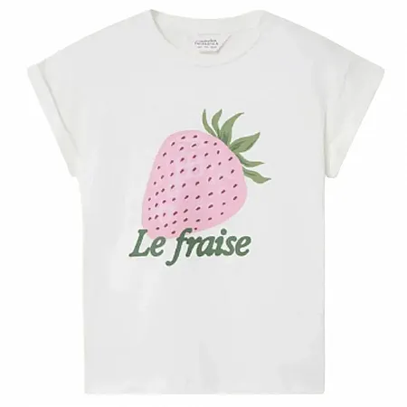 COMPANIA FANTASTICA - Γυναικείο T-shirt 100% cotton white T-shirt with Le fraise print 53C/42003/1XS White