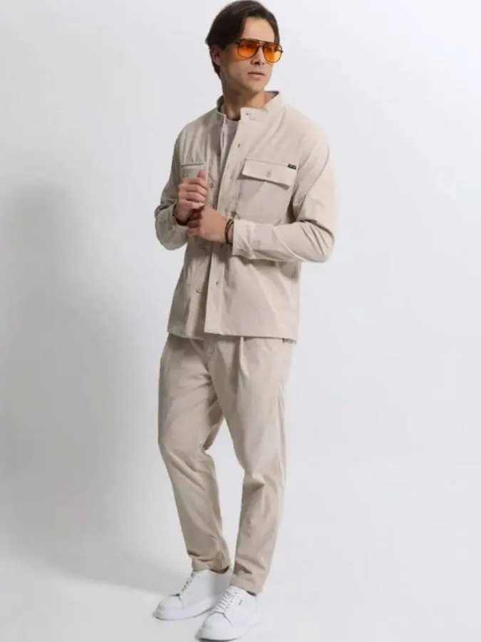 TRESOR - Ανδρικό overshirt QUINN 2716 Light Beige