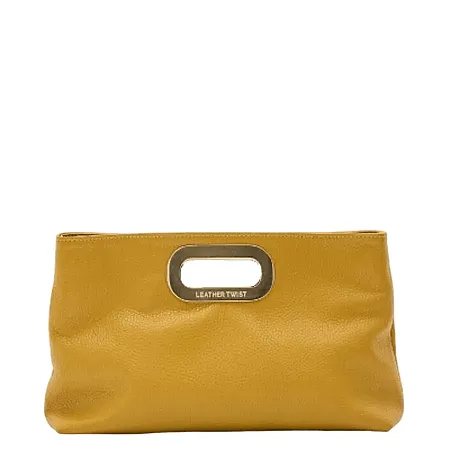 LEATHER TWIST - Γυναικεία clutch τσάντα GOT HER BFW26/07 ΩΧΡΑ ΔΕΡΜΑ