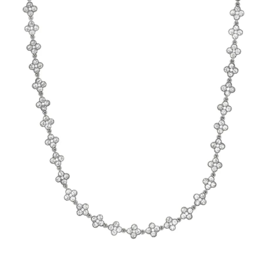 ALMYNOMA - Γυναικείο κολιέ FLEUR SILVER