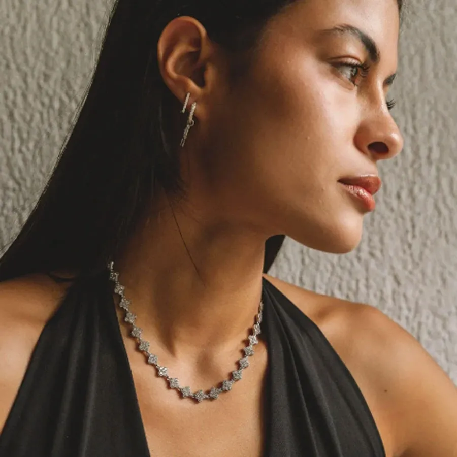 ALMYNOMA - Γυναικείο κολιέ FLEUR SILVER