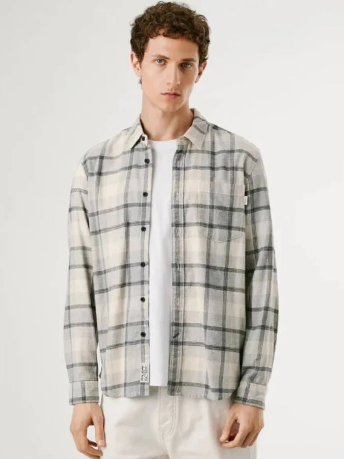 PEPE JEANS - Ανδρικό πουκάμισο κοτλέ CAMDEN PM3090831-836 Stone Beige