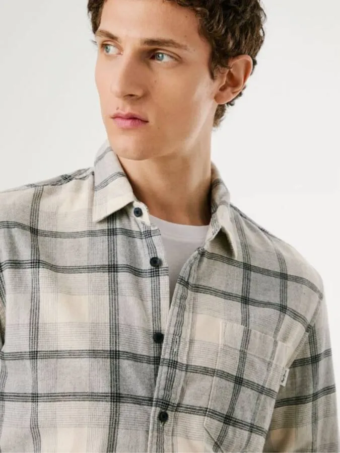 PEPE JEANS - Ανδρικό πουκάμισο κοτλέ CAMDEN PM3090831-836 Stone Beige